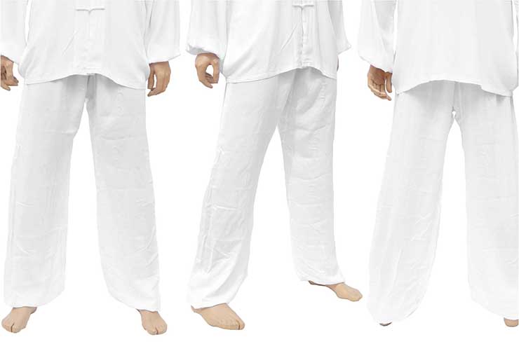 Pantalon Kung-fu, Tai Chi, Viscose+Coton, Gris