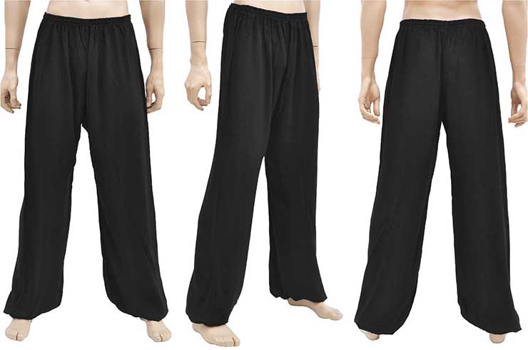 Pantalon Kung-fu, Tai Chi, Viscose+Coton, Gris
