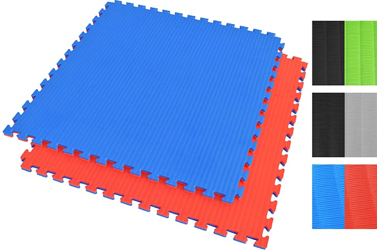 Tatami Rompecabeza 2,5 cm, Azul/Rojo, Paja de Arroz (Grappling)