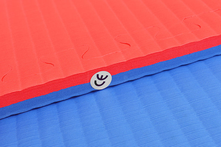 Tatami Rompecabeza 2,5 cm, Azul/Rojo, Paja de Arroz (Grappling)