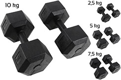 Hexagonal Dumbbells from 2.5 to 10 kg