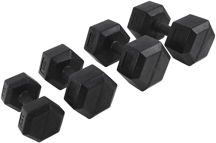 Hexagonal Dumbbells from 2.5 to 10 kg