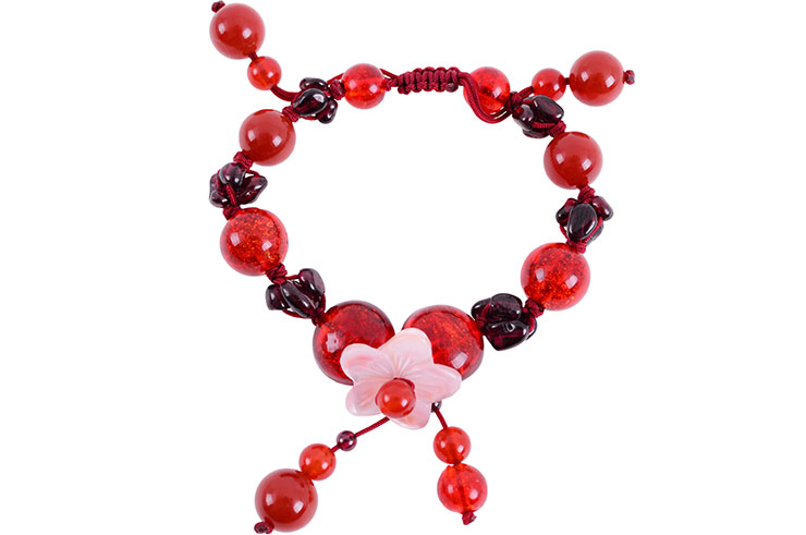 Chinise Bracelet with Red pearls, Flowers
