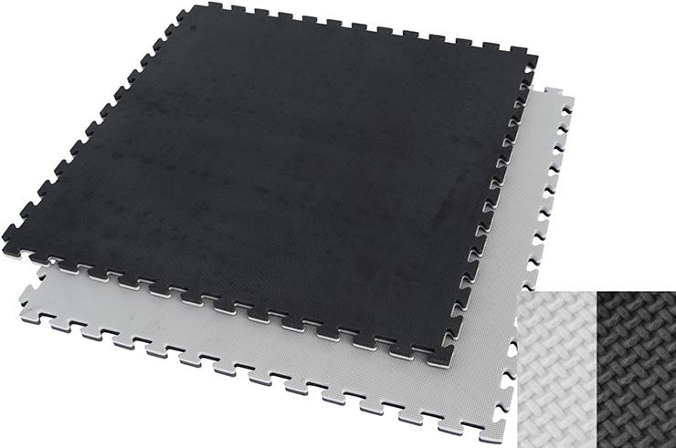 Puzzle mat, T-pattern multi-use - 2 cm, Double-sided black/grey (slight stains)