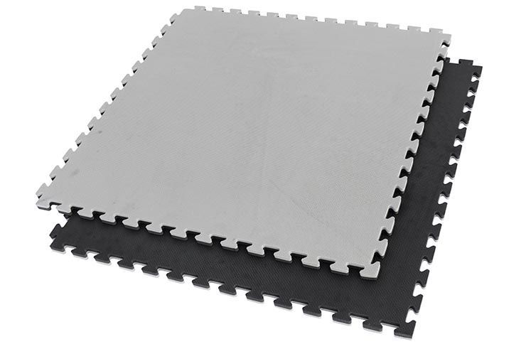 Puzzle mat, T-pattern multi-use - 2 cm, Double-sided black/grey (slight stains)